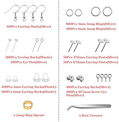 Thrilez 3080Pcs Earring Supplies Kit - Includes Hooks, Backs, Rings, Pins, Posts and Tools for Making and Repairing - Image 2