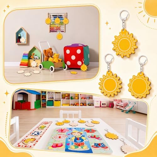 RattanView 24 Pcs Sun Craft DIY Wooden Sun Expressions Kits - Image 5