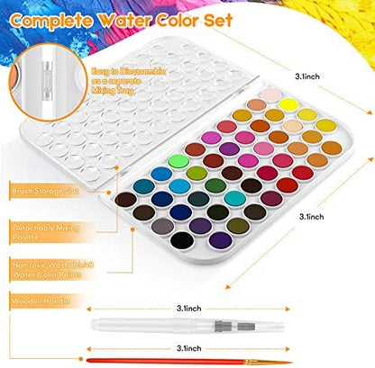 Taotree 48 Colors Watercolor Paint Set for Kids Adults Artist Painting - Image 2