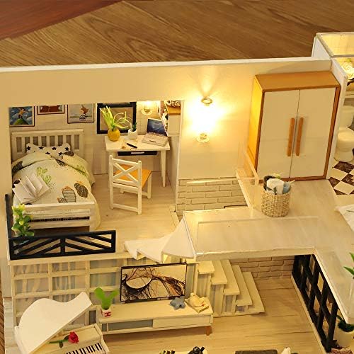 GuDoQi DIY Miniature Dollhouse Kit with Furniture, Tiny House kit 1:24 Scale, Need to Assemble Around 30 Hours, Great Handmade Crafts Gift for Birthday, Christmas, Life House(No Dust Cover) - Image 6