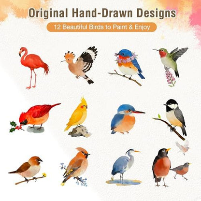 Creazic Watercolor Workbook for Adult Beginners, Pre-Sketched Bird Watercolor Coloring Book, Easy Step-by-Step Watercolor Tutorial on 140lb Paper, Spiral-Bound for Relaxation & Creative Art Practice - Image 5