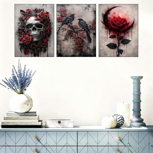 3 Pack Gothic Paint by Numbers Kit for Adults Framed Canvas, Frameworkless - Image 2
