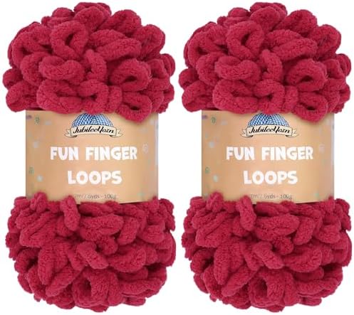 JubileeYarn Fun Finger Loops Yarn - Sangre - 2 Skeins by BambooMN