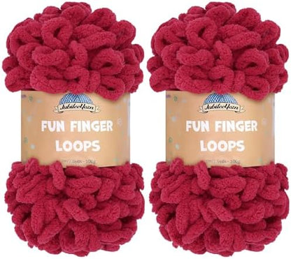 JubileeYarn Fun Finger Loops Yarn - Sangre - 2 Skeins by BambooMN