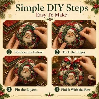 Christmas Classics Patchwork Ornament DIY Kit, Quilted Tree Fabric (Santa) - Image 2