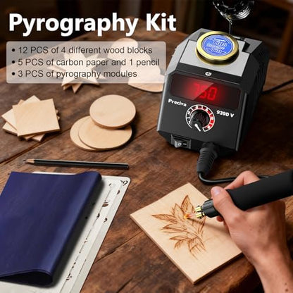 Wood Burning Kit,40W Wood Burning Pen with Adjustable Temperature 482°F–1382°F & Digital Display, Wood Burning Tool Kit with 20pcs Tips and Heat-Resistant Handle for Wood & Leather Crafts - Image 5