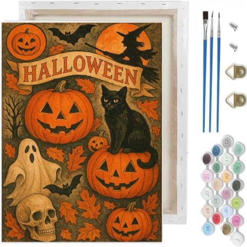 Halloween Paint by Numbers Kit for Adults-Pumpkin, DIY Oil Painting 10x12In by TCDZMYGS