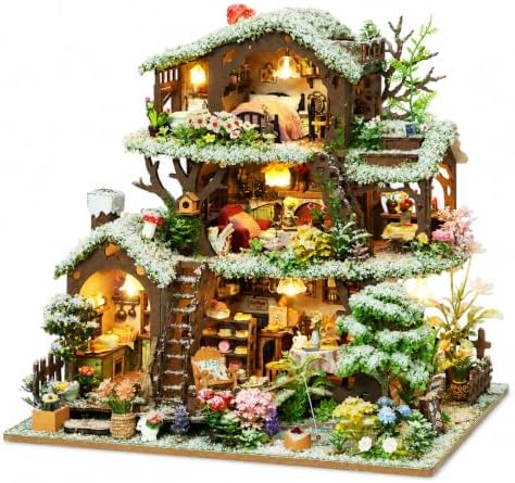 Roroom DIY Miniature House Kit, Snowy Fairy Forest House Dollhouse Kit by Roroom