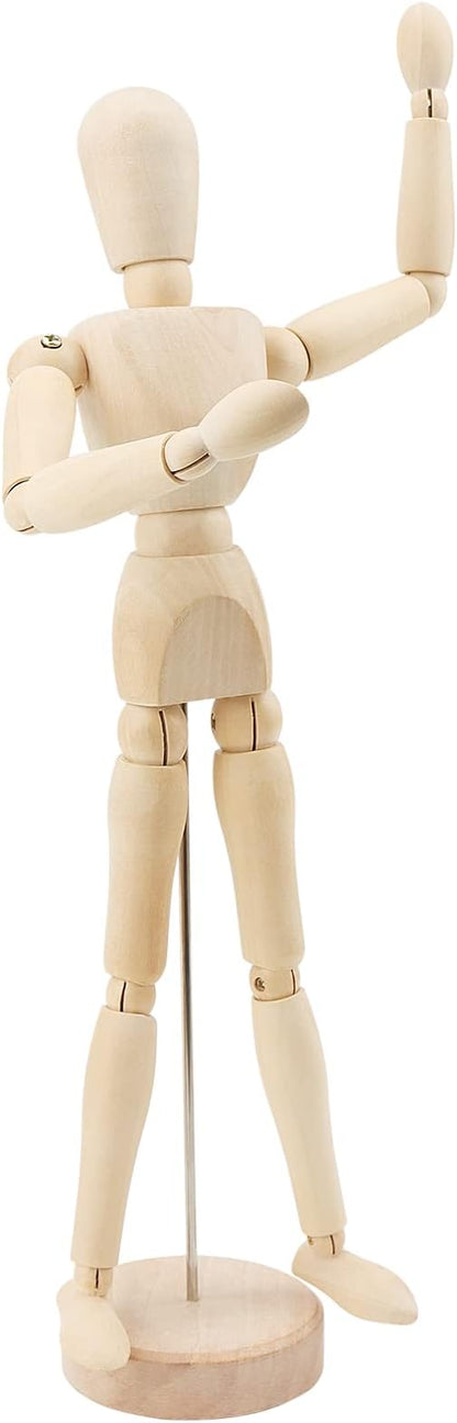 ZEONHEI 4 Pack 12 Inch Wooden Artists Model, Wooden Art Mannequin Moveable Drawing Mannequin, Posable Wooden Figure with Base, Articulated Mannequin Wooden Manikin for Drawing, Painting, Home Decor