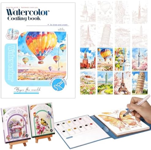 Watercolor Painting Book for Adults - All-in-One Travel Art Set for Beginners, Art Kit with 3-Fold Pad, Creative Stress Relief Watercolor Workbook Travel by Unknown