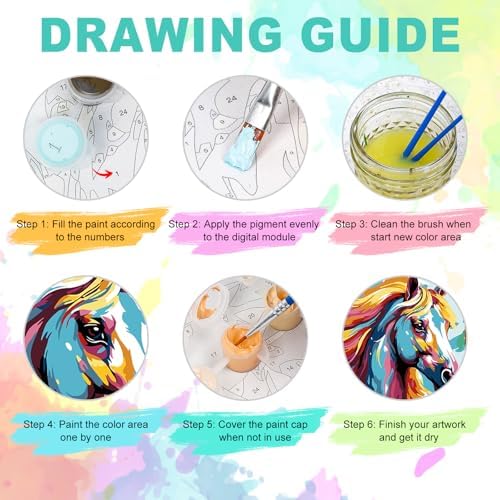 GEEHEIY Framed Paint by Numbers Kit for Adults, Colorful Horse, 8 x 12 Inch - Image 6