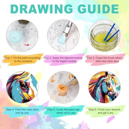 GEEHEIY Framed Paint by Numbers Kit for Adults, Colorful Horse, 8 x 12 Inch - Image 6