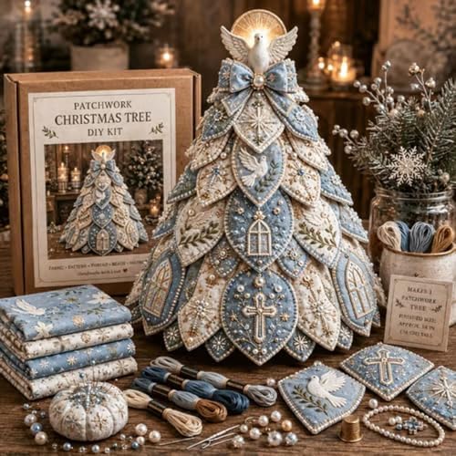 Beginner-Friendly Tree of Faith 3D Quilted Christmas Tree Sewing Kit, DIY Christmas Craft Kit with Fabric & Embroidery Details, Religious Holiday Decor for Adults Handmade Christmas Decoration，#E - Image 6