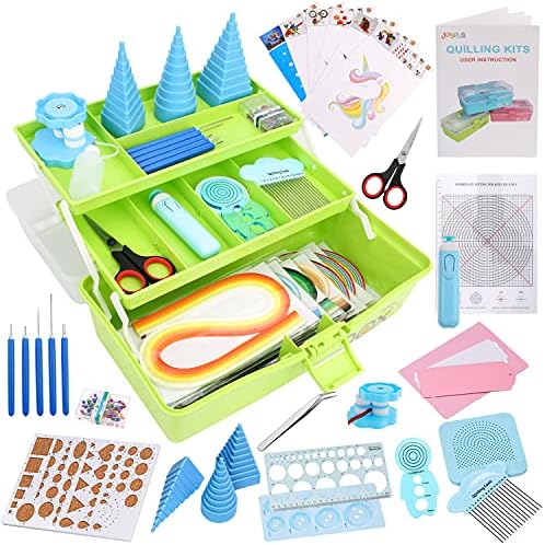 JoyPlus Quilling Kits for Beginners with Manual, 24 Tools & Supplies with Durable Storage Box, Updated Paper Crimper Tool, Premium Husking Board & Electronic Pen Green by JoyPlus-Createsgratificationforthelife