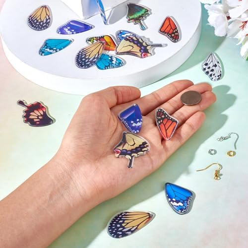 FASHEWELRY 40Pcs Acrylic Butterfly Wings Charms Fairy Wings Earring Charms Dragonfly Wings Pendants with 120Pcs Earring Hooks & Jump Rings for Crafts Jewelry Making - Image 6