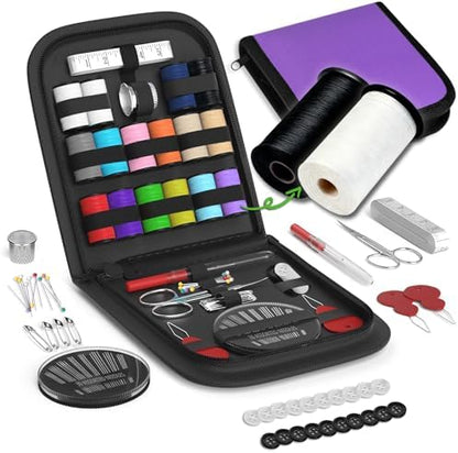 Sewing Kit Gifts for Grandma, Mom, Friend, Traveler, Adults, Beginner, Emergency,Sewing Supplies Accessories with Scissors,Sewing Needles Thimble, Thread,Tape Measure etc (Dark Purple, S) by LE+PAON