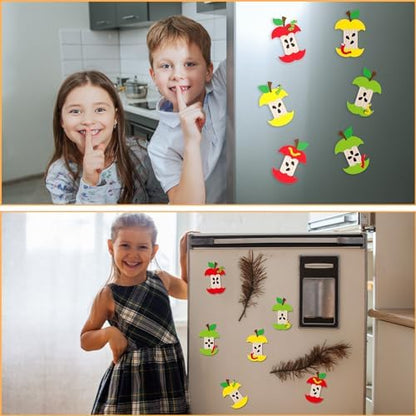 Briwooody 30 Set Apple Core Magnet Craft Kit DIY Apple Core Stick Magnet Make Your Own Craft Kit Arts and Crafts Project for Classroom Fall Party Fun Home Activities - Image 6