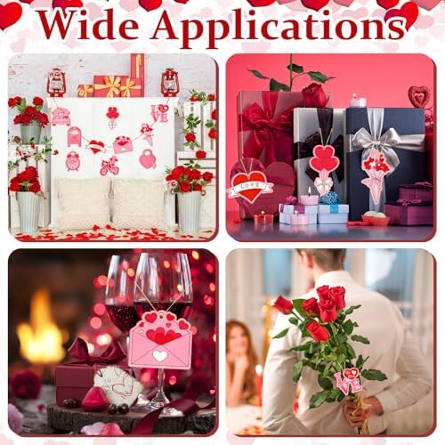 80PCS Wooden Heart Ornaments to Paint Valentine's Day Craft,10 Styles DIY Blank Unfinished Wood Heart Cutouts Ornament for Crafts Spring Tree Hanging Decorations Love - Image 6