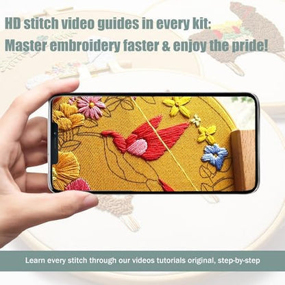 LX LERMX Embroidery Kits for Beginners, Adult Starter Cross Stitch Kit Needlepoint Complete DIY Kit with Unique Patterns, Hoop, Colorful Threads, Tools, Step by Step Instructions & Video Tutorial - Image 6