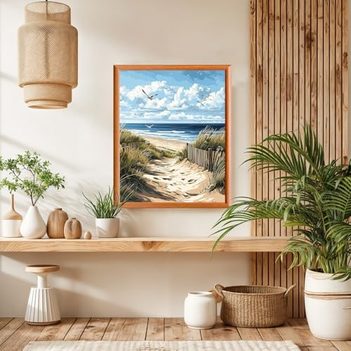 Lxmsja Sandy Beach Paint by Numbers Kit for Adults, Coastal Scene Acrylic Paint by Numbers for Adults Beginner, DIY Craft Supplies Oil Painting Kits for Home Wall Decor 16x20 inch (No Frame) - Image 4