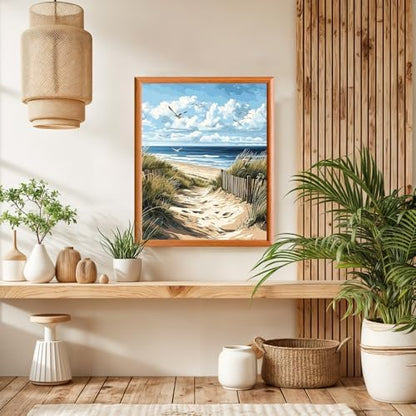 Lxmsja Sandy Beach Paint by Numbers Kit for Adults, Coastal Scene Acrylic Paint by Numbers for Adults Beginner, DIY Craft Supplies Oil Painting Kits for Home Wall Decor 16x20 inch (No Frame) - Image 4