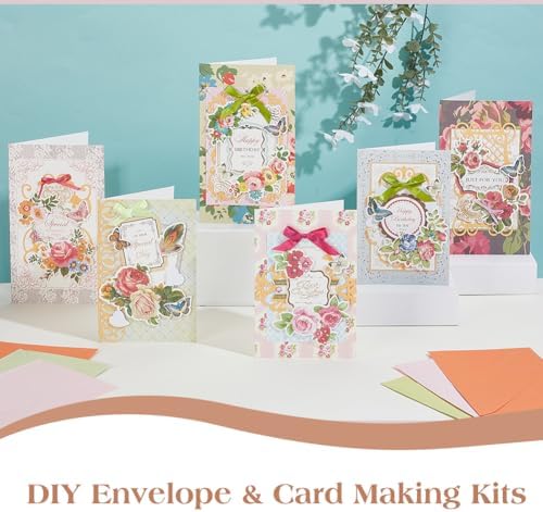 AHANDMAKER Handmade Greeting Card Making Kits, DIY Thank You Card Set Flowers Theme Paper Envelopes Cards Stickers for Christmas Thanksgiving Mother's Day Birthday Gifts Crafts Decorations - Image 4