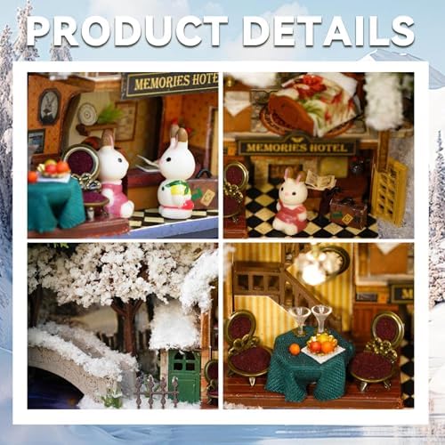 Flever Dollhouse Miniature DIY House Kit Creative Room with Furniture and Cover for Romantic Valentine's Gift(Roam Around in Winter) - Image 3
