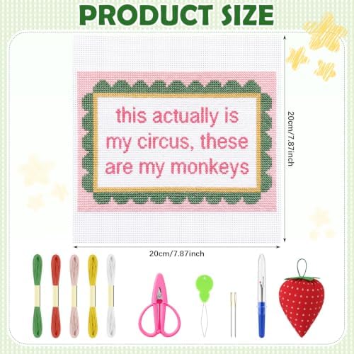 XunYee Needlepoint Canvas Kit, This Actually is My Circus These are My Monkeys - Image 2