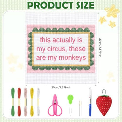 XunYee Needlepoint Canvas Kit, This Actually is My Circus These are My Monkeys - Image 2