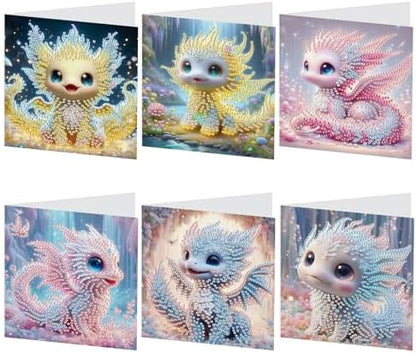 Focart 6-Pack Dragon Diamond Painting Greeting Card Kits, Special Shaped Diamonds Painting, DIY Handcraft for Relatives and Friends with Wishes,Unique Design Crafting for Birthday or Holiday Cards by PremiumDiamondArt