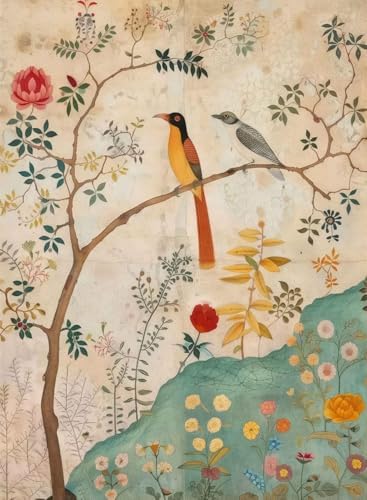 Vintage Birds Flowers Paint by Numbers Kit for Adults Canvas, Frameworkless by FairylandJinWenn