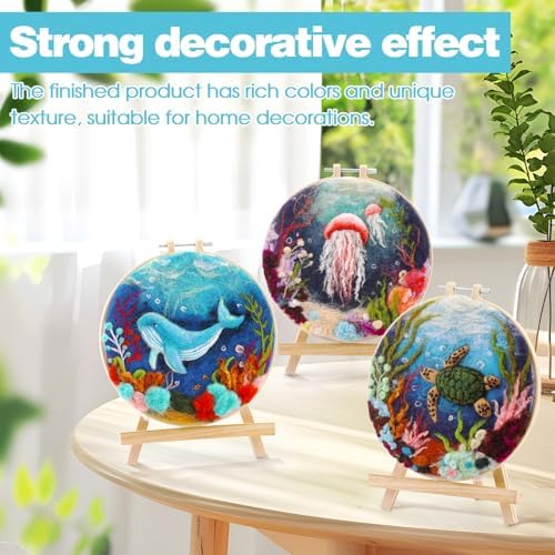 Fedmut Needle Felting Kit, Wool Felting Kit 4 Set Sea Animal Painting Frame - Image 6