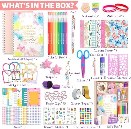 ADUSRIZ 2-Pack DIY Journal Kit for Girls Ages 8-14 Year Old, Birthday Christmas Gifts for Teen Girls, 70+ Pcs Art & Crafts, Scrapbook & Diary Supplies Toy Set Trendy Stuff for Kids - Image 2