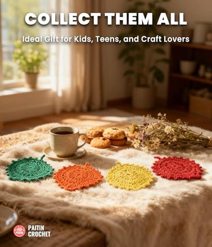 PAITIN Crochet Starter Kit – Easy DIY Craft Set for Adult Beginners, Handmade Yarn Art Project with Video Guidance (Leaf Coaster) - Image 5