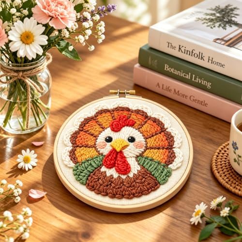 DIY Punch Needle Kits Thanksgiving Day Turkey 20x20cm-1 - Image 4