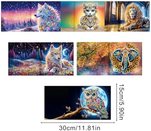 6pcs DIY Diamond Art Greeting Cards Kit with Envelopes&Tools - Create Your Own Sparkling Birthday, Thank You, Holiday Cards for Adults & Beginners(Animals) - Image 4