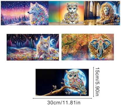 6pcs DIY Diamond Art Greeting Cards Kit with Envelopes&Tools - Create Your Own Sparkling Birthday, Thank You, Holiday Cards for Adults & Beginners(Animals) - Image 4