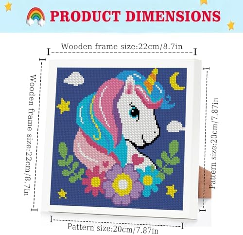 Lzyueyuan Cross Stitch Kits for Beginners,Unicorn Stamped Cross Stitch for Adults with Framed,Crafts for Girls 8-12 Embroidery Kit,11CT Cross-Stitch Arts and Crafts for Adults 8.7inX8.7in - Image 2
