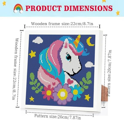 Lzyueyuan Cross Stitch Kits for Beginners,Unicorn Stamped Cross Stitch for Adults with Framed,Crafts for Girls 8-12 Embroidery Kit,11CT Cross-Stitch Arts and Crafts for Adults 8.7inX8.7in - Image 2