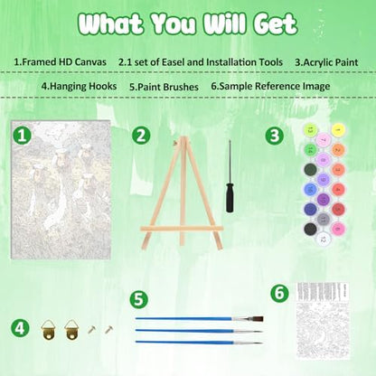 MAXBYE Animals Framed Paint by Numbers Kits for Adults with Wooden Easel, Easy Adult Paint by Number Kits on Canvas, DIY Oil Paintings for Beginners Gift Home Wall Decor 10×14 Inch - Image 6