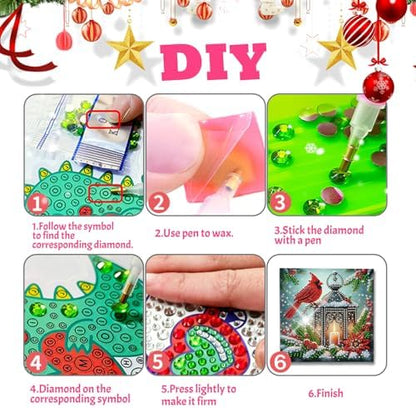 YOKUSHI 12 PCS Diamond Art Painting Christmas Greeting Cards with Envelopes, Snowman Craft DIY Card Making Kits for Adults Gifts (Christmas) - Image 3