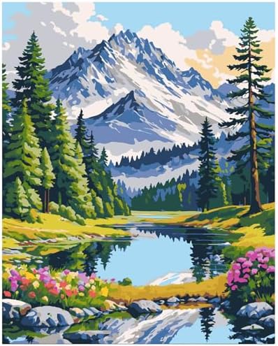 Lovepefe Mountain Paint by Numbers for Adults-Landscape Paint by Number on Canvas Without Frame, DIY Forest Scenery Oil Painting for Gifts Home Wall Decor 16x 20 Inch by Unknown