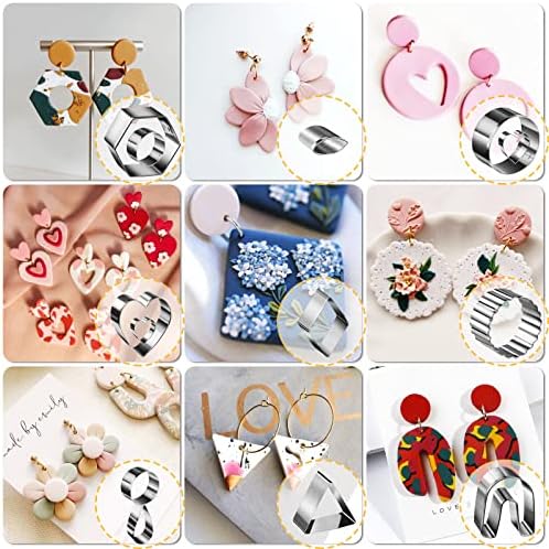 Polymer Clay Cutters for Earrings Making, 705 PCS Clay Cutters Set with 49 Shapes Stainless Steel Clay Cutter Tools, 640 PCS Jewelry Accessories, 16 Circle Shape Earring Cutters for Polymer Clay - Image 7