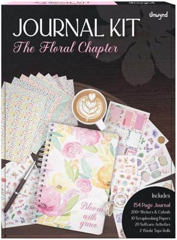 Unwynd Floral Chapter Journal Scrapbooking Starter Kit for Women Adult Teen by Unwynd