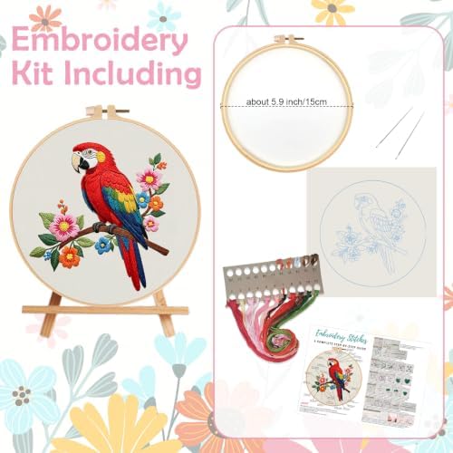 Nuberlic Parrot Embroidery Kit for Beginners, Animal Cross Stitch Kit - Image 2