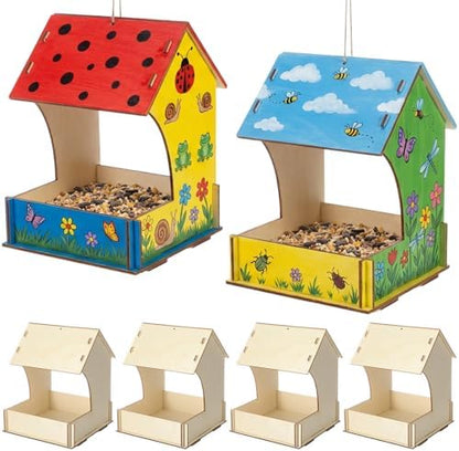 6 Pack Wooden Bird Feeder Kits Bulk Bird Houses to Paint Unfinished Craft by DoubleFill