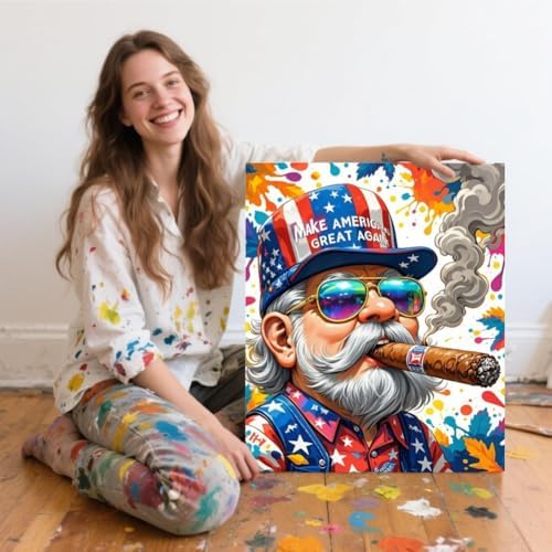 ACANDYL Gnome DIY Paint by Numbers Kit for Adults Paint by Numbers Beginner Canvas Painting by Number Make American Great Again DIY Acrylic Oil Painting on Canvas Arts Craft Decoration 16x20 Inch - Image 5