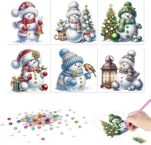 DDGYP Diamond Art Kits for Adults, 6Pcs Snowman Christmas Diamond Art Cards with Envelopes - Image 3