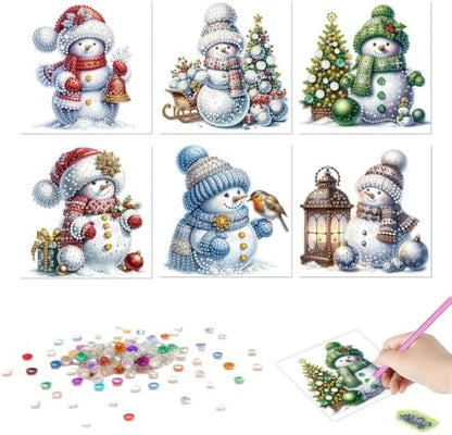 DDGYP Diamond Art Kits for Adults, 6Pcs Snowman Christmas Diamond Art Cards with Envelopes - Image 3