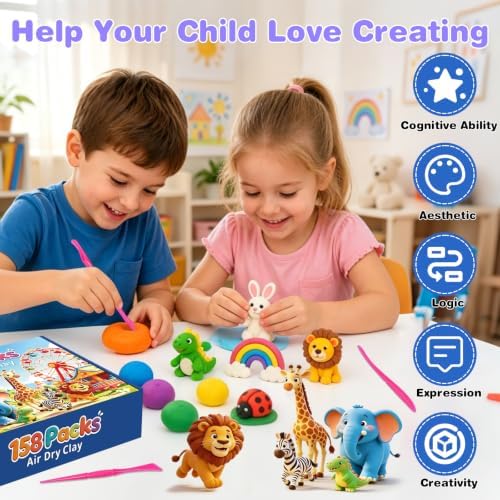 EDIFON Air Dry Clay,158-Color Foam Magic Modeling Clay for Kids DIY Crafts - Image 4